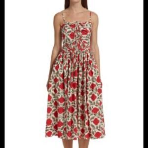 Rhode Katrina Dress Garden Of Dream Red Floral Midi Dress Size 6